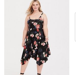 Torrid trapeze black floral dress